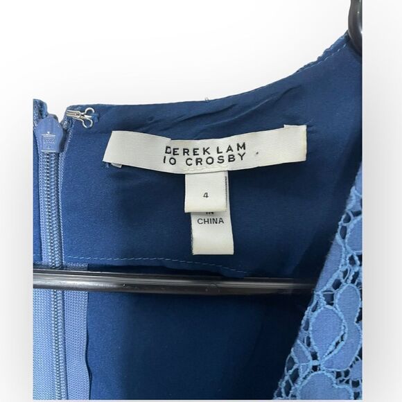 Derek Lam 10 Crosby Blue Lace Fit and Flare Skater Dress Size 4 - Picture 4 of 10